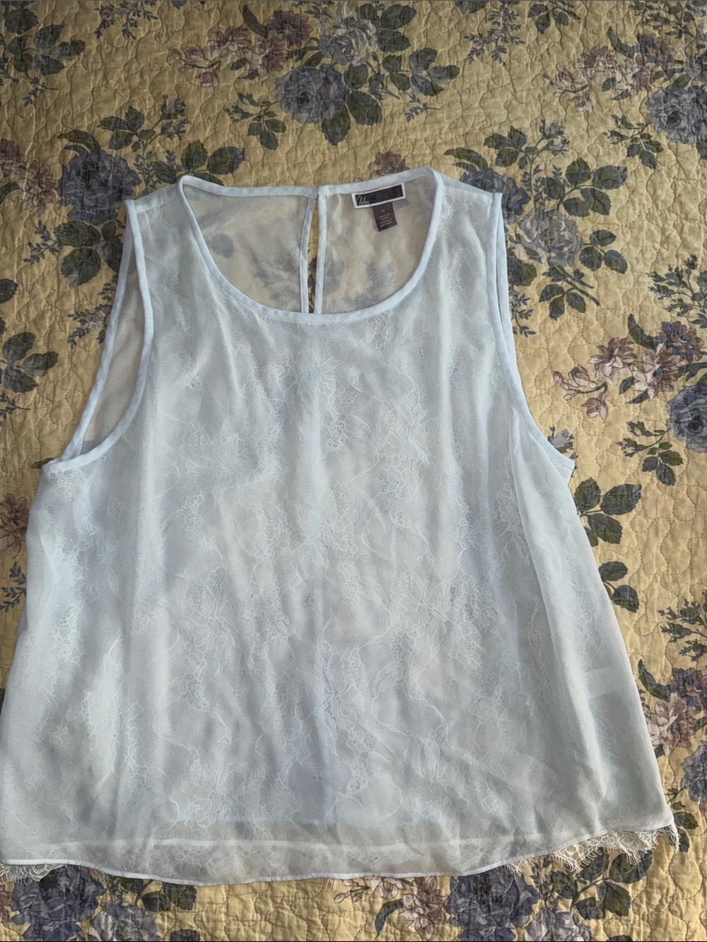 Sheer Blue layered Lace Sleeveless Summer time Tank Poetcore Lightweight